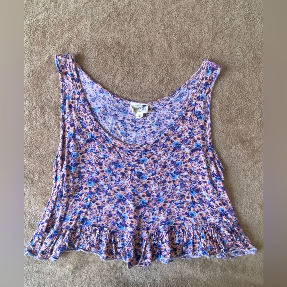 LA Hearts Floral Cropped Tank Top